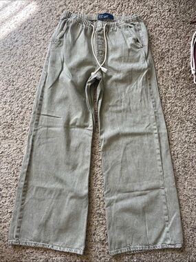 GAP Women's Olive Green Drawstring Wide-Leg Pants